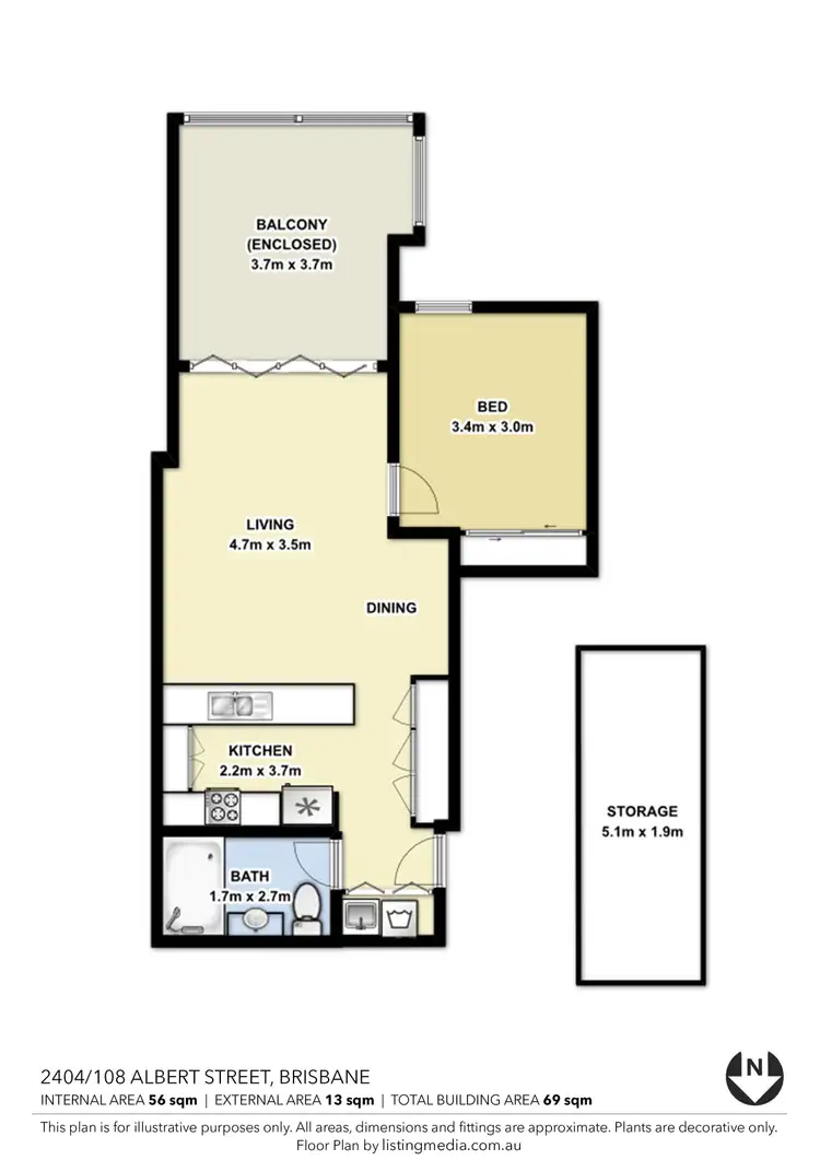 Floorplan of Homely apartment listing, 2404/108 Albert Street, Brisbane City QLD 4000
