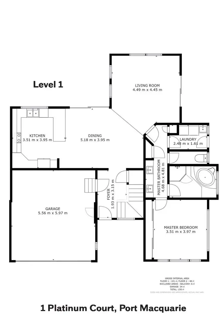 Floorplan of Homely house listing, 1 Platinum Court, Port Macquarie NSW 2444