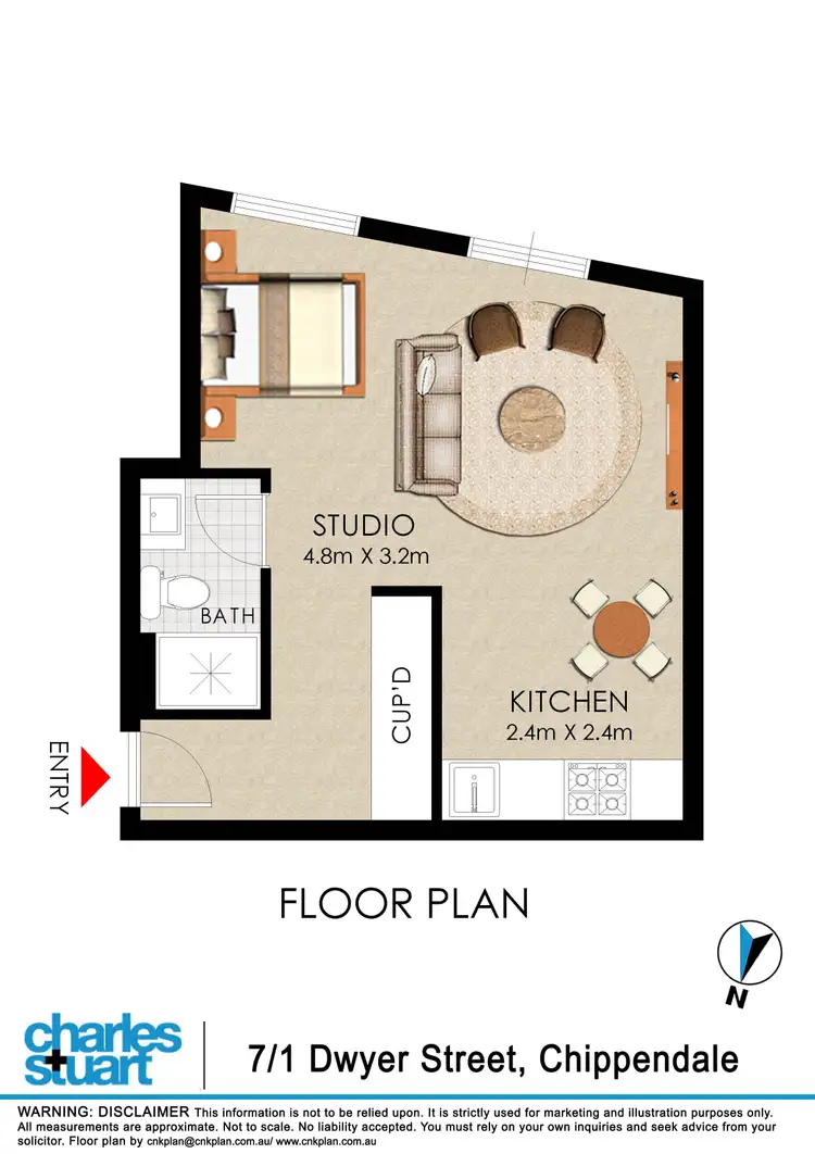 Floorplan of Homely studio listing, 7/1 Dwyer Street, Chippendale NSW 2008