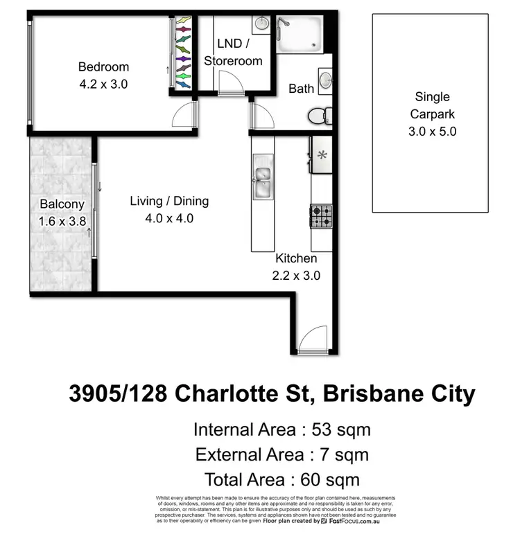 Floorplan of Homely apartment listing, Level 39/3905/128 Charlotte Street, Brisbane City QLD 4000
