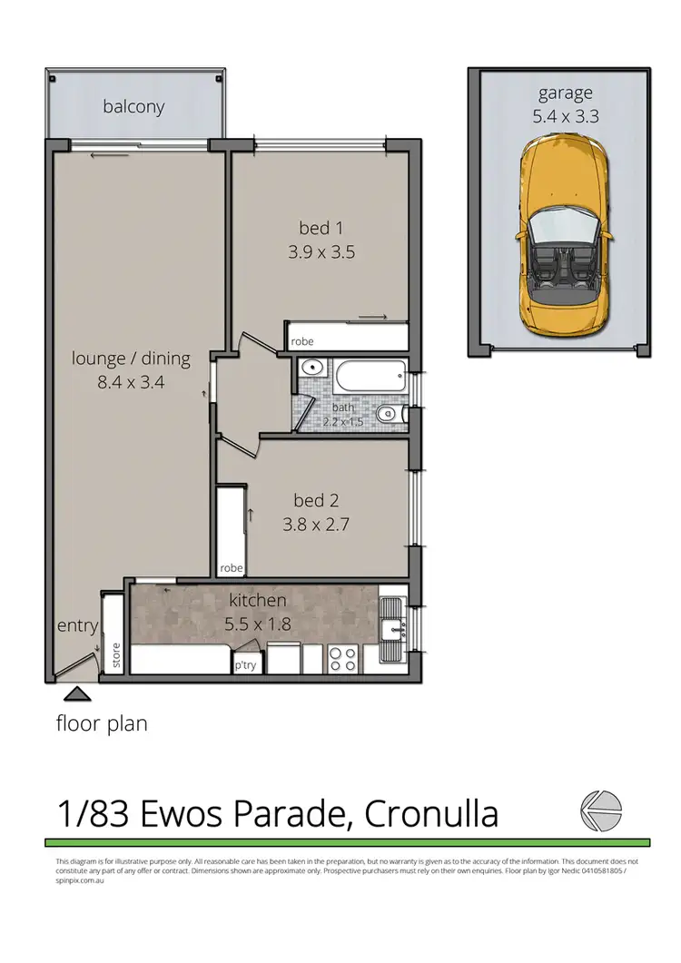 Floorplan of Homely unit listing, 1/83 Ewos Parade, Cronulla NSW 2230