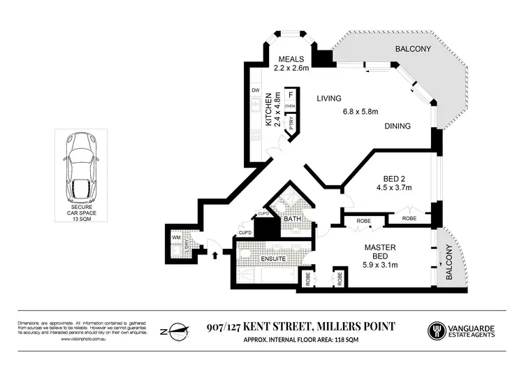 Floorplan of Homely apartment listing, 907/127 Kent Street, Sydney NSW 2000