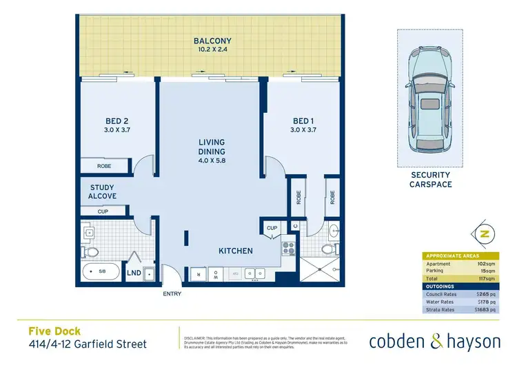 Floorplan of Homely apartment listing, 414/4-12 Garfield Street, Five Dock NSW 2046