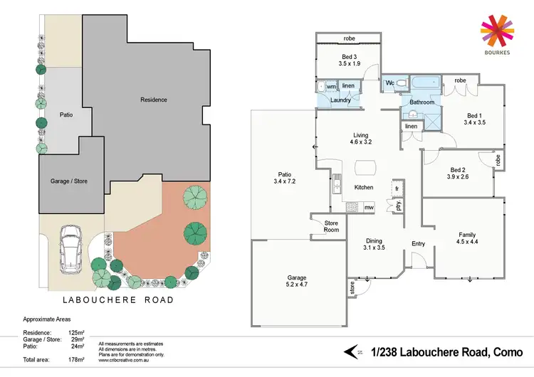 Floorplan of Homely villa listing, 1/238 Labouchere Road, Como WA 6152