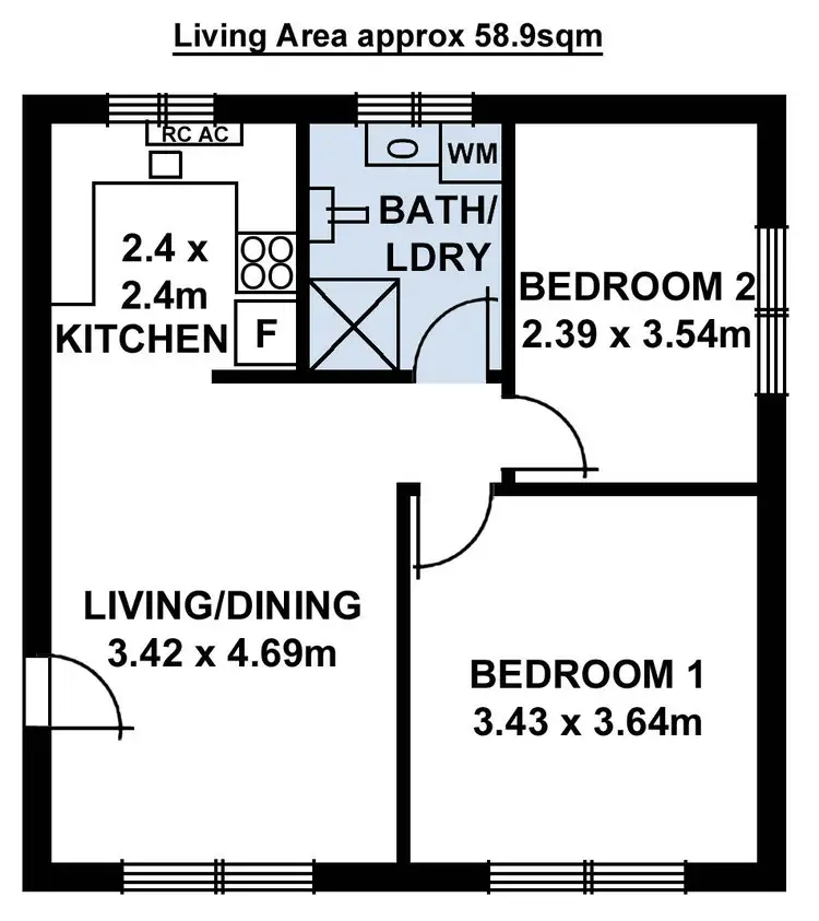 Floorplan of Homely unit listing, 1/58 Charles Street, Norwood SA 5067