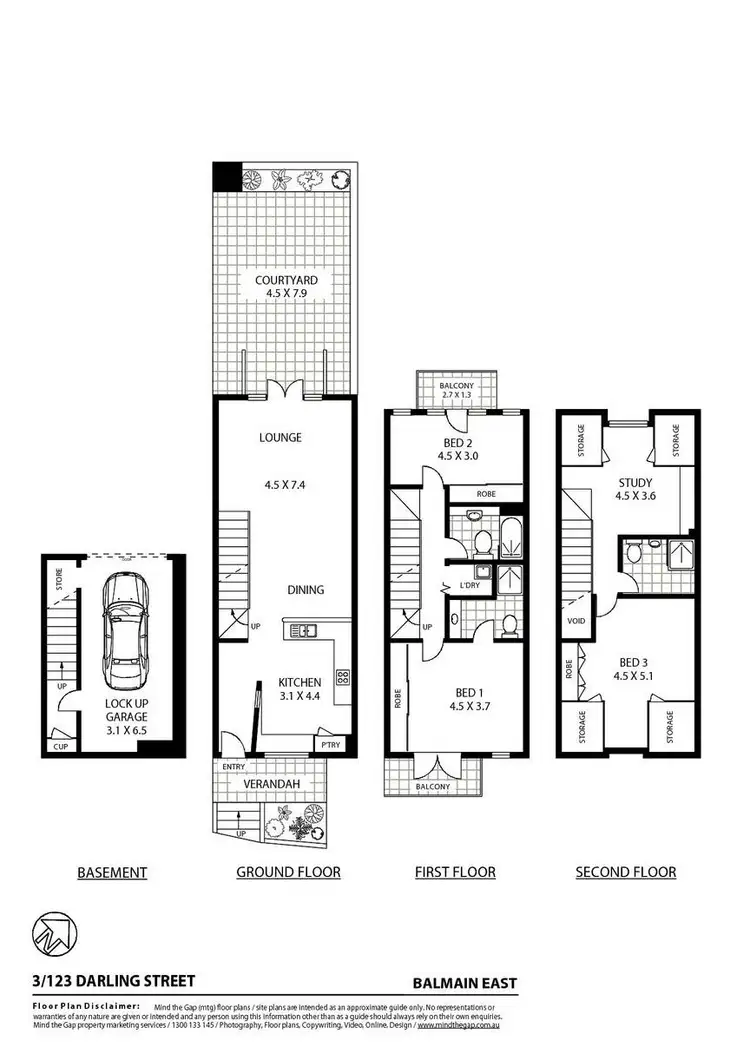 Floorplan of Homely townhouse listing, 3/123 Darling Street, Balmain East NSW 2041