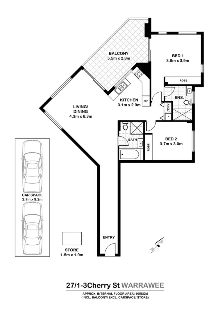 Floorplan of Homely apartment listing, 27/1-3 Cherry Street, Warrawee NSW 2074