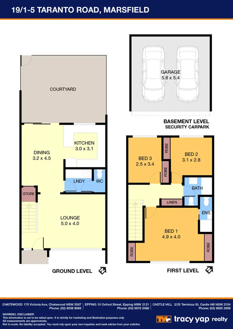 Floorplan of Homely townhouse listing, 19/1-5 Taranto Road, Marsfield NSW 2122
