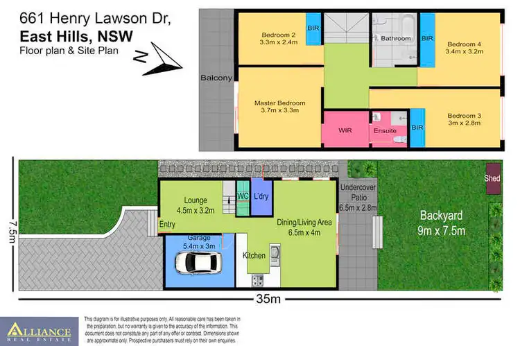 Floorplan of Homely semi-detached listing, 661 Henry Lawson Drive, East Hills NSW 2213