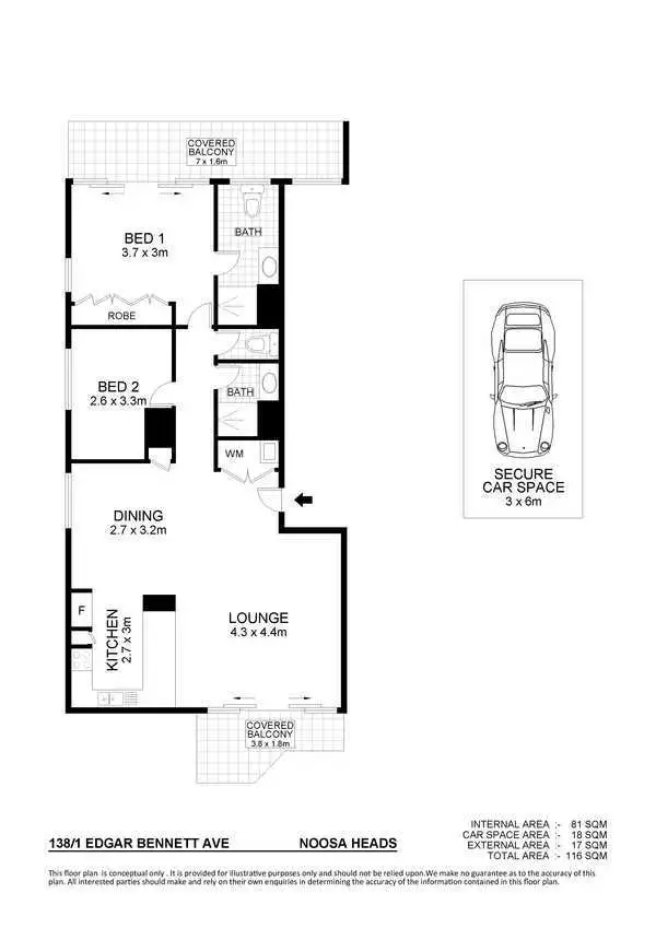 Floorplan of Homely unit listing, 138/1 Edgar Bennett Avenue, Noosa Heads QLD 4567