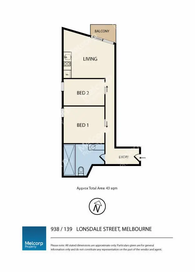 Floorplan of Homely apartment listing, 938/139 Lonsdale Street, Melbourne VIC 3000