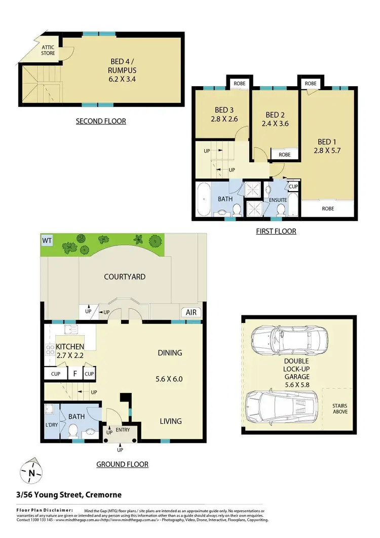 Floorplan of Homely townhouse listing, 3/56 Young Street, Cremorne NSW 2090