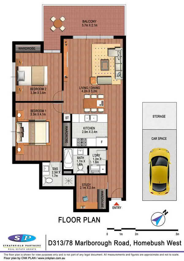 Floorplan of Homely unit listing, D313/78 Marlborough Road, Homebush West NSW 2140