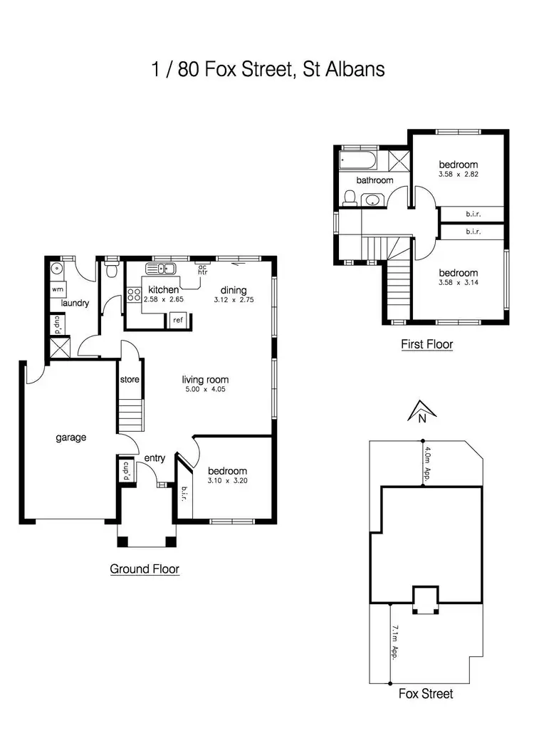 Floorplan of Homely townhouse listing, 1/80 Fox Street, St Albans VIC 3021