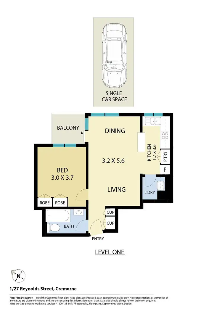 Floorplan of Homely apartment listing, 1/27 Reynolds Street, Cremorne NSW 2090