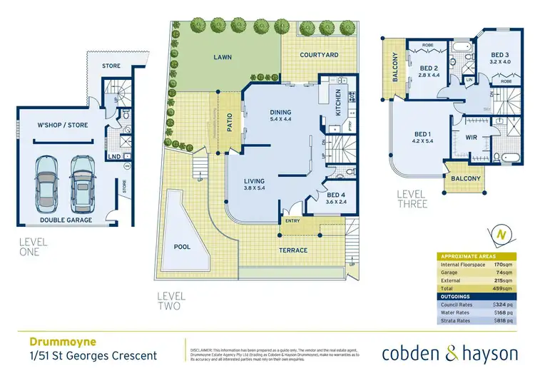 Floorplan of Homely townhouse listing, 1/51 St Georges Crescent, Drummoyne NSW 2047