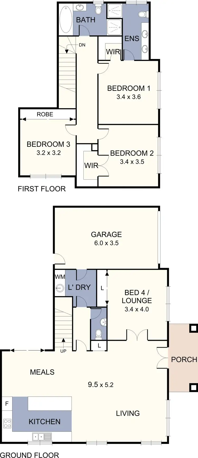 Floorplan of Homely townhouse listing, 1/123 Derby Street, Pascoe Vale VIC 3044