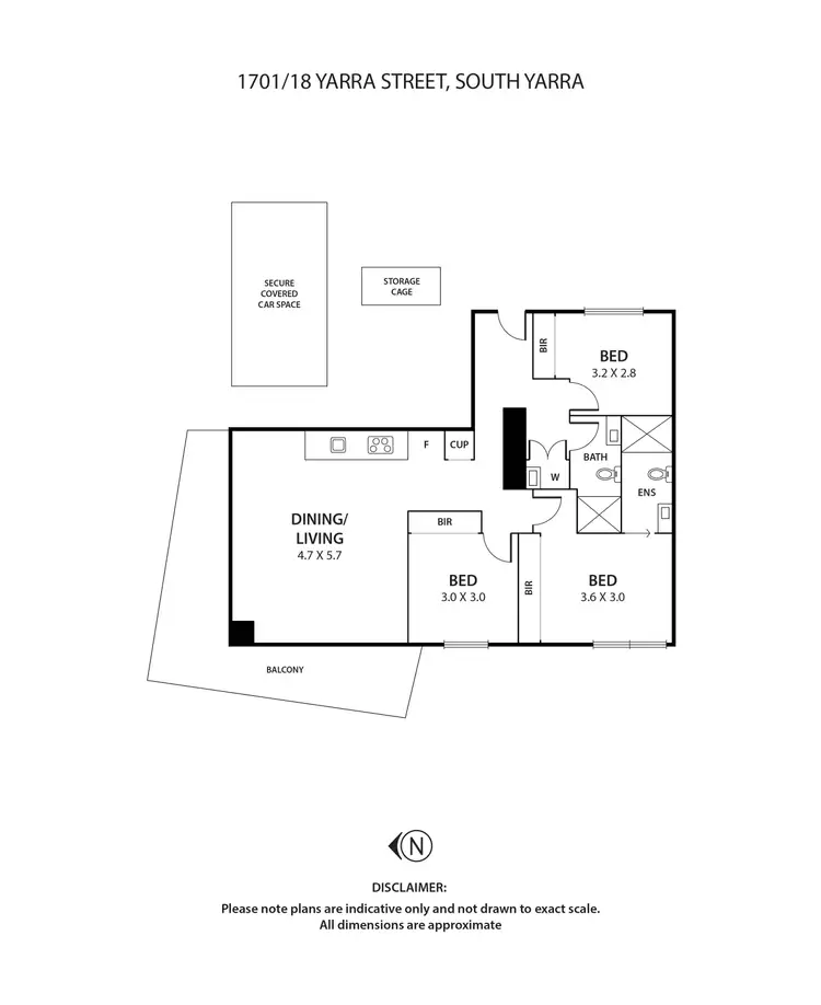 Floorplan of Homely apartment listing, 1701/18 Yarra Street, South Yarra VIC 3141