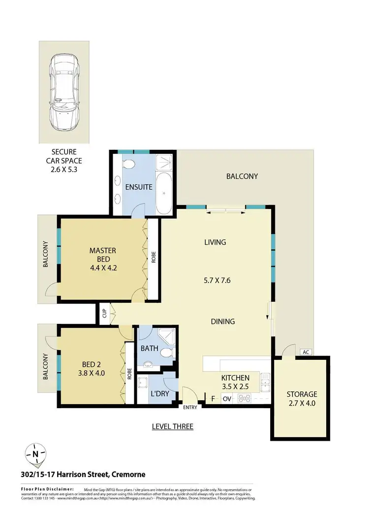 Floorplan of Homely apartment listing, 302/15-17 Harrison Street, Cremorne NSW 2090