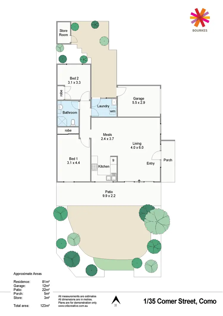 Floorplan of Homely villa listing, 1/35 Comer Street, Como WA 6152