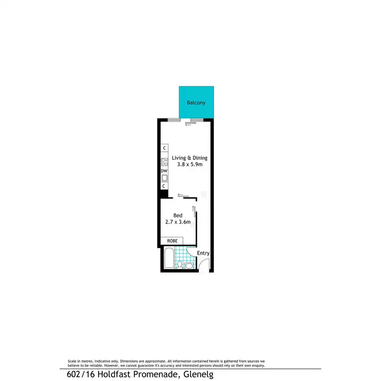 Floorplan of Homely apartment listing, 602/16 Holdfast Promenade, Glenelg SA 5045