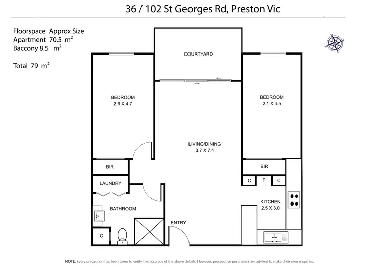 Floorplan of Homely apartment listing, 36/102-106 St. Georges Road, Preston VIC 3072