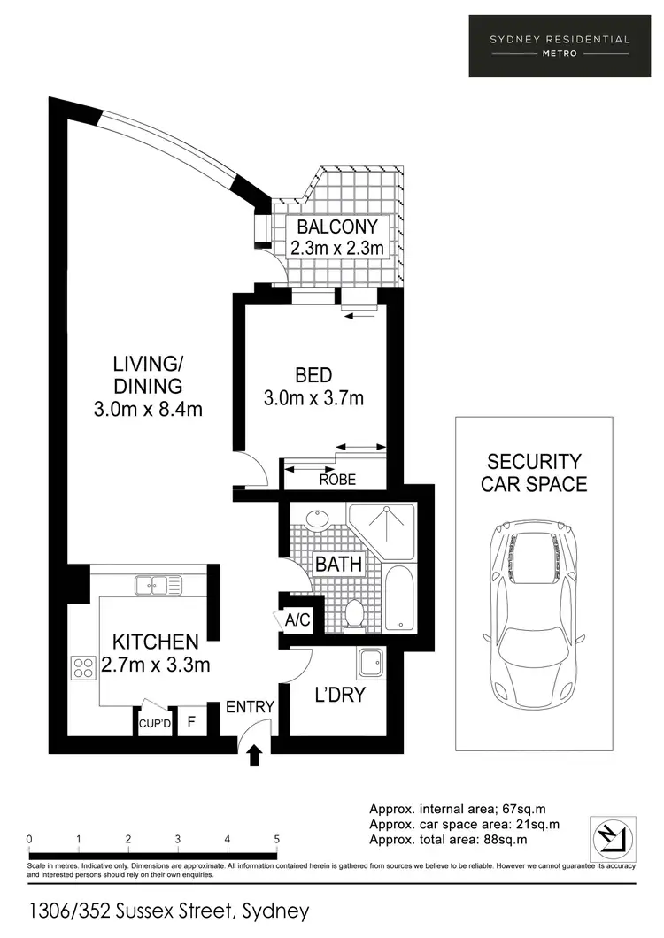 Floorplan of Homely apartment listing, 1306/348-352 Sussex Street, Sydney NSW 2000