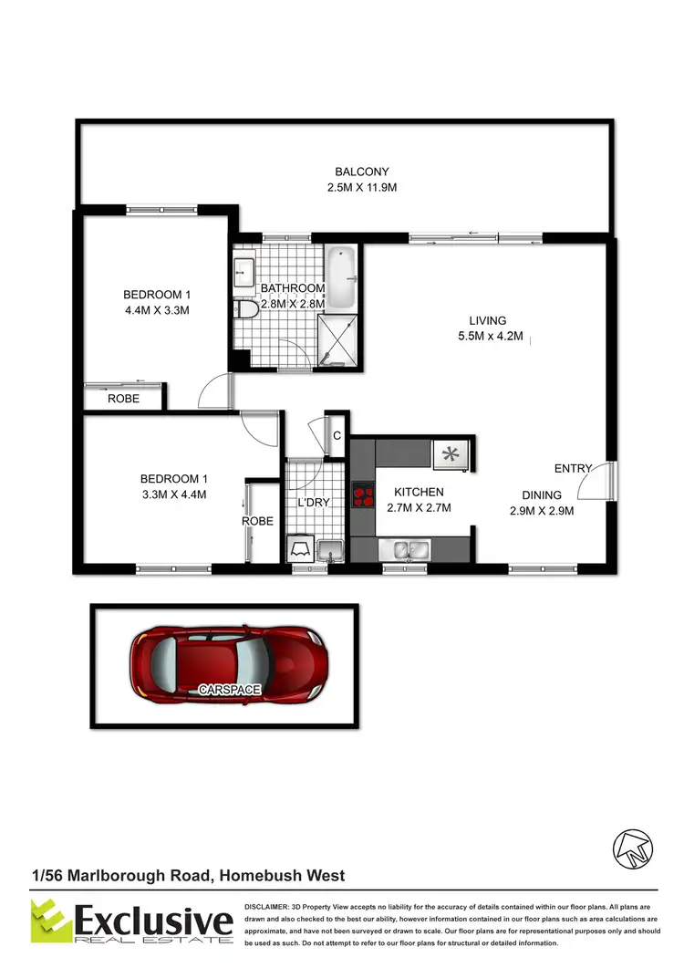 Floorplan of Homely unit listing, 1/56-60 Marlborough Road, Homebush West NSW 2140