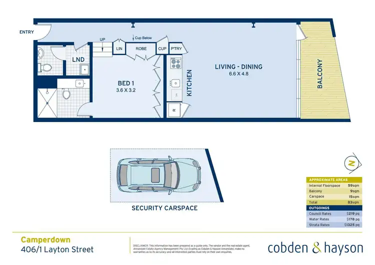 Floorplan of Homely apartment listing, 406/1 Layton Street, Camperdown NSW 2050