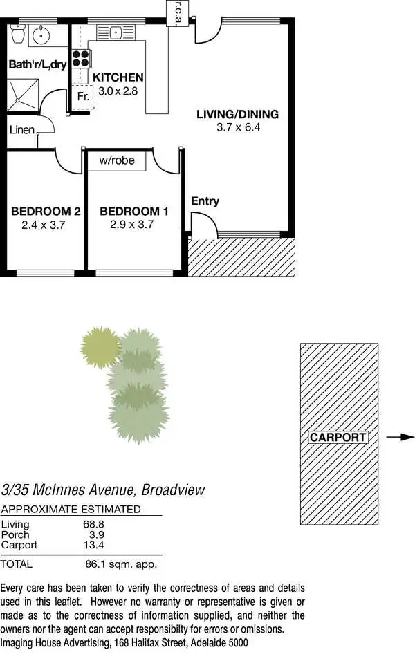 Floorplan of Homely unit listing, 3/35 McInnes Avenue, Broadview SA 5083