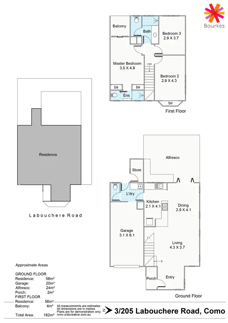 Floorplan of Homely townhouse listing, 3/205 Labouchere Road, Como WA 6152