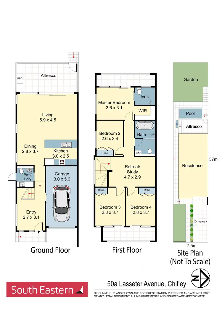 Floorplan of Homely semi-detached listing, 50a Lasseter Avenue, Chifley NSW 2036