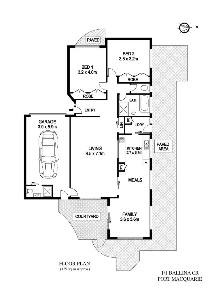 Floorplan of Homely villa listing, 1/1 Ballina Crescent, Port Macquarie NSW 2444