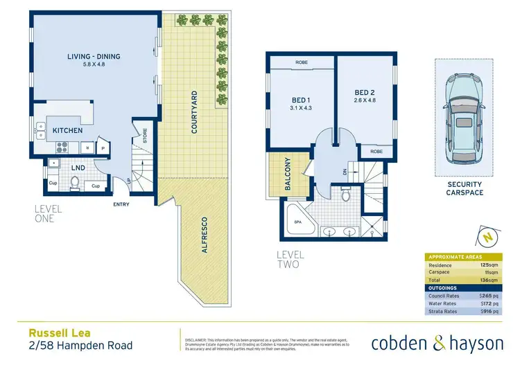 Floorplan of Homely townhouse listing, 2/58 Hampden Road, Russell Lea NSW 2046