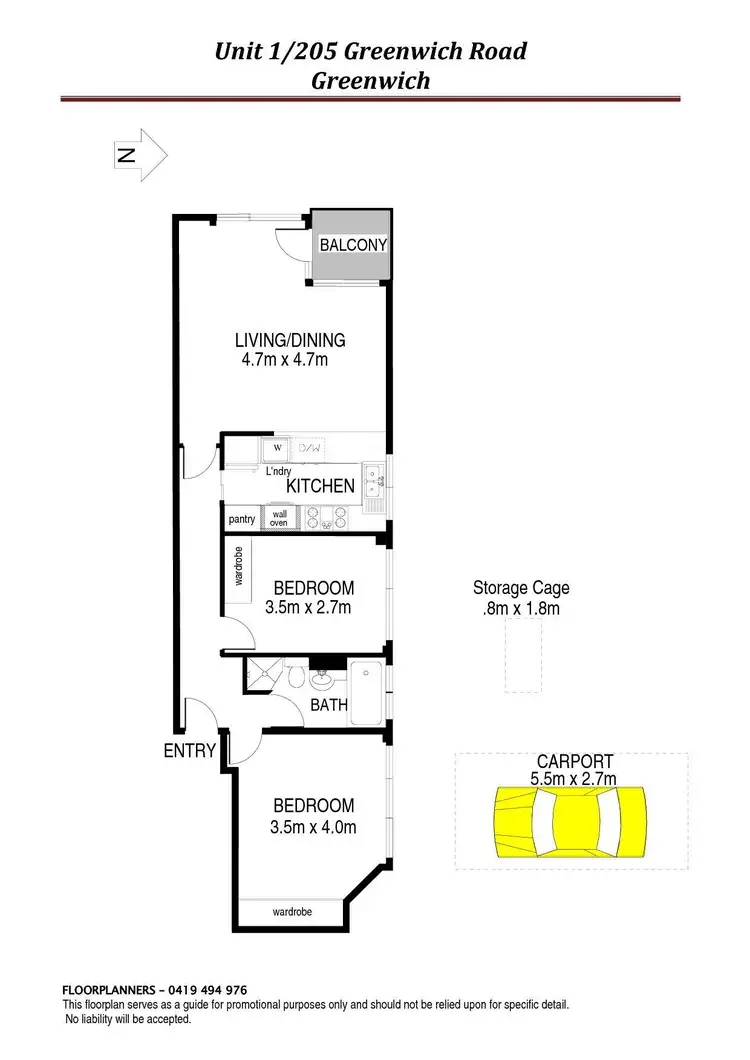 Floorplan of Homely unit listing, 1/205 Greenwich Road, Greenwich NSW 2065