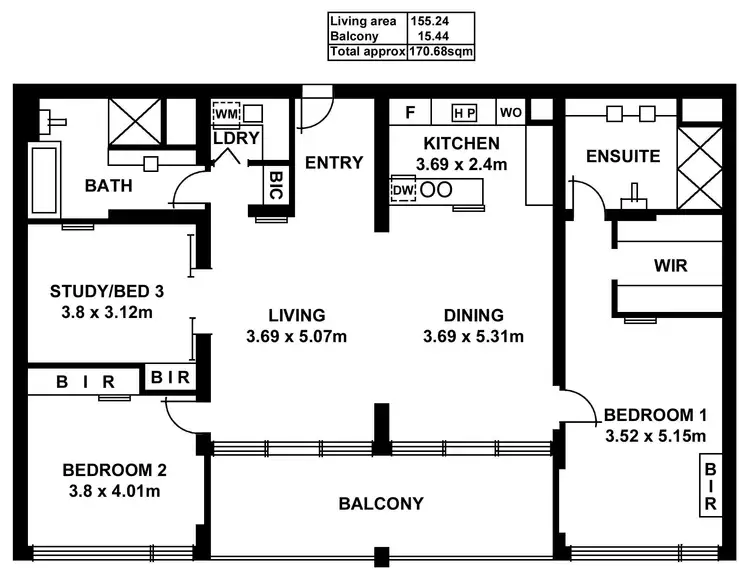 Floorplan of Homely apartment listing, 508/61-69 Brougham Place, North Adelaide SA 5006