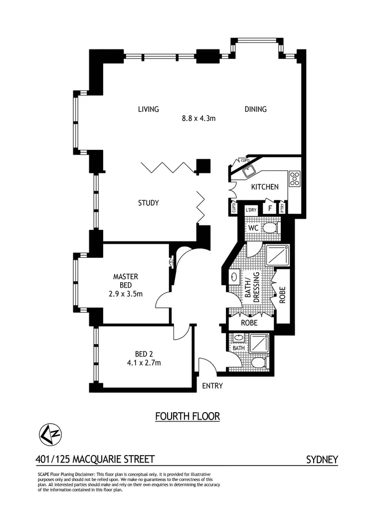 Floorplan of Homely apartment listing, 401/123 Macquarie Street, Sydney NSW 2000