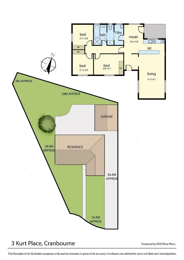 Floorplan of Homely house listing, 3 Kurt Place, Cranbourne VIC 3977