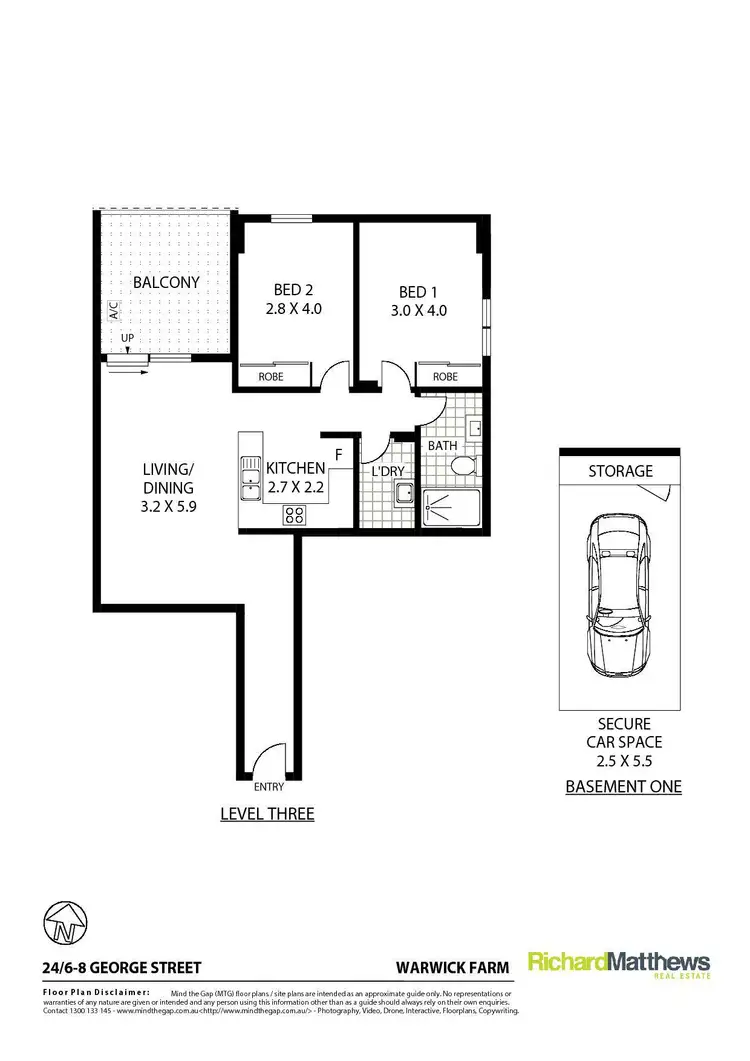 Floorplan of Homely apartment listing, 24/6-8 George Street, Warwick Farm NSW 2170