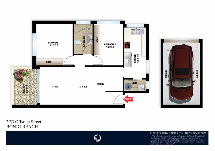 Floorplan of Homely apartment listing, 2/53 O'Brien Street, Bondi Beach NSW 2026