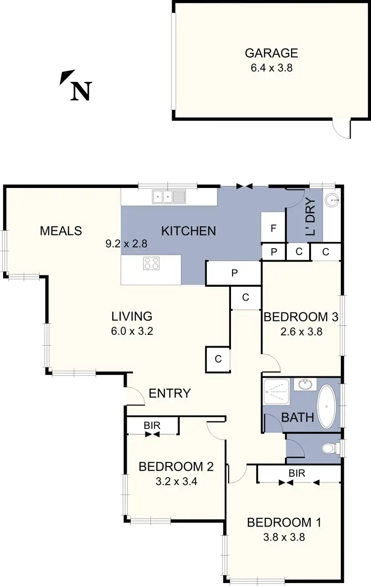 Floorplan of Homely unit listing, 1/66 Pecham Street, Glenroy VIC 3046