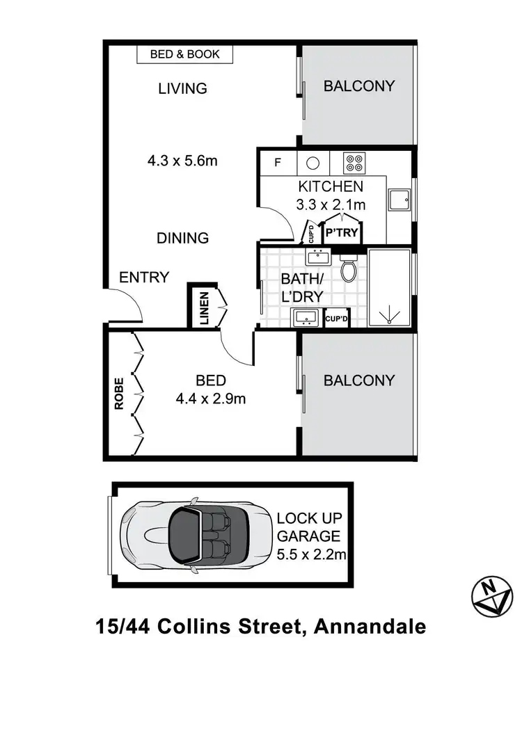 Floorplan of Homely apartment listing, 15/44 Collins Street, Annandale NSW 2038