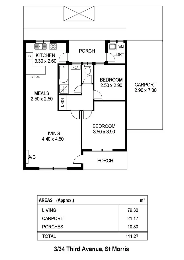Floorplan of Homely unit listing, 3/32 Third Avenue, St Morris SA 5068