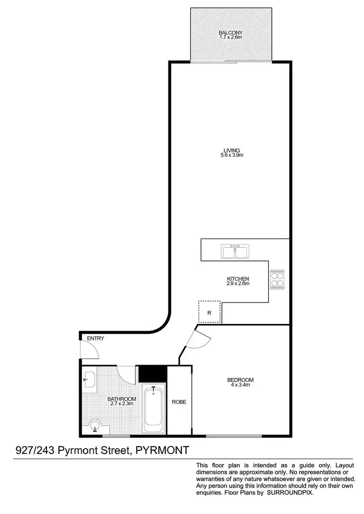 Floorplan of Homely apartment listing, 927/243-271 Pyrmont Street, Pyrmont NSW 2009