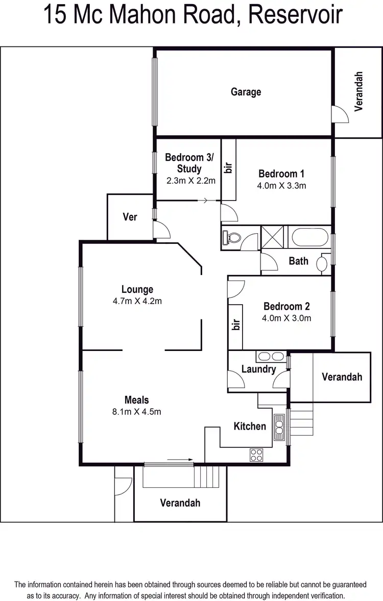 Floorplan of Homely house listing, 15 McMahon Road, Reservoir VIC 3073
