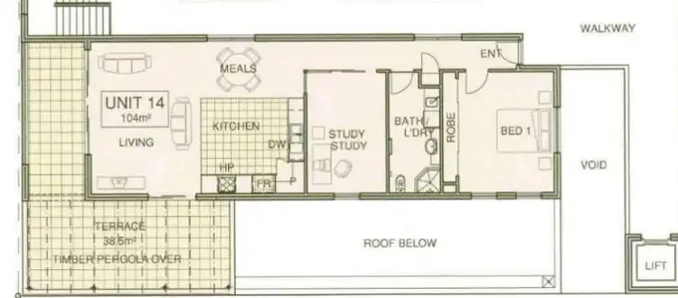 Floorplan of Homely apartment listing, 14/2-4 Pensioner Guard Road, North Fremantle WA 6159