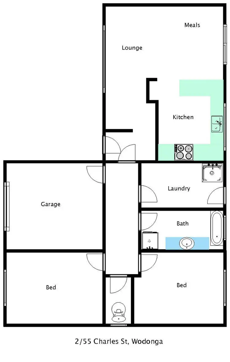 Floorplan of Homely unit listing, 2/55 Charles Street, Wodonga VIC 3690