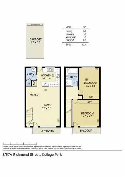 Floorplan of Homely townhouse listing, 3/57A Richmond Street, College Park SA 5069