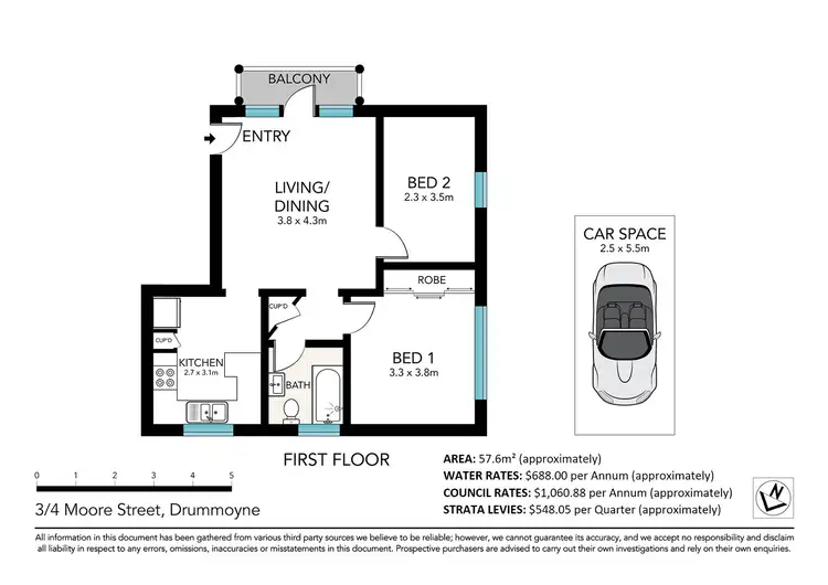 Floorplan of Homely apartment listing, 3/4 Moore Street, Drummoyne NSW 2047