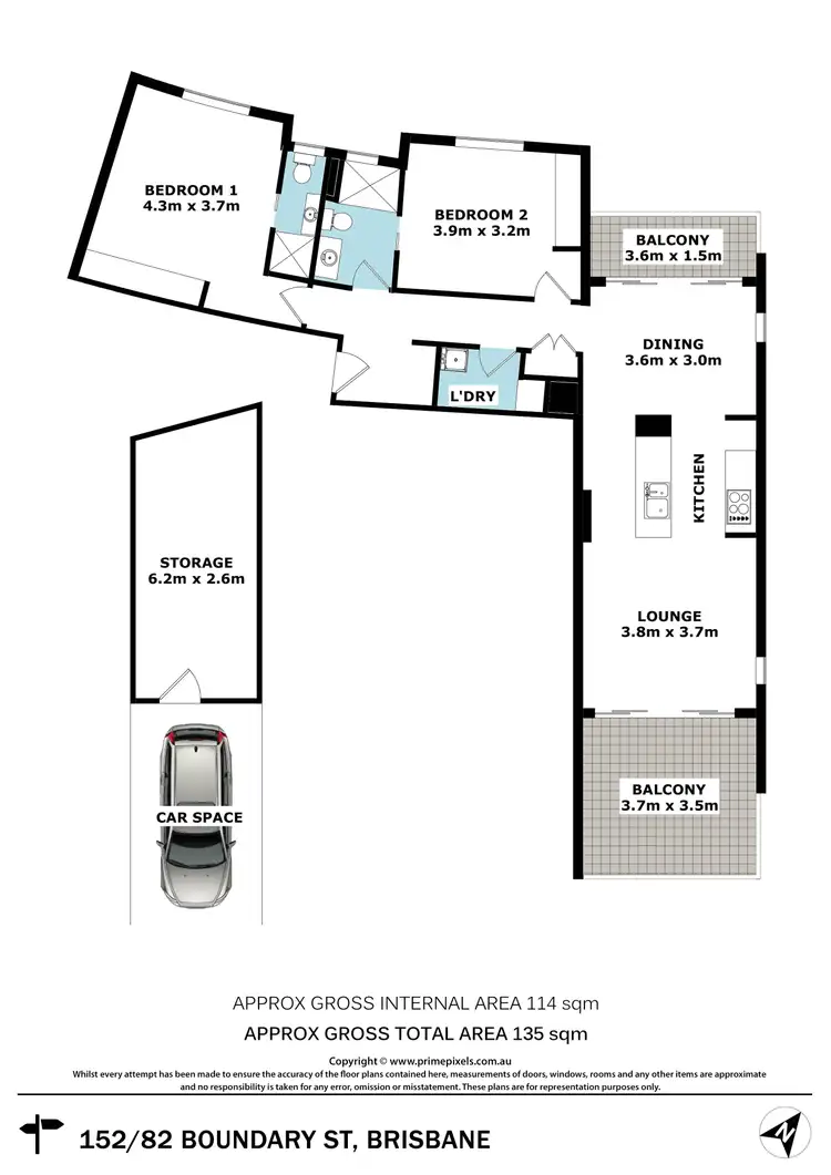 Floorplan of Homely apartment listing, Level 18/152/82 Boundary Street, Brisbane City QLD 4000